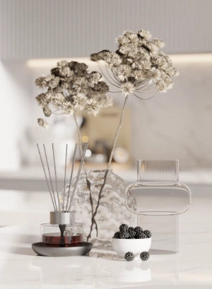 cgi room set, kitchen, ornaments